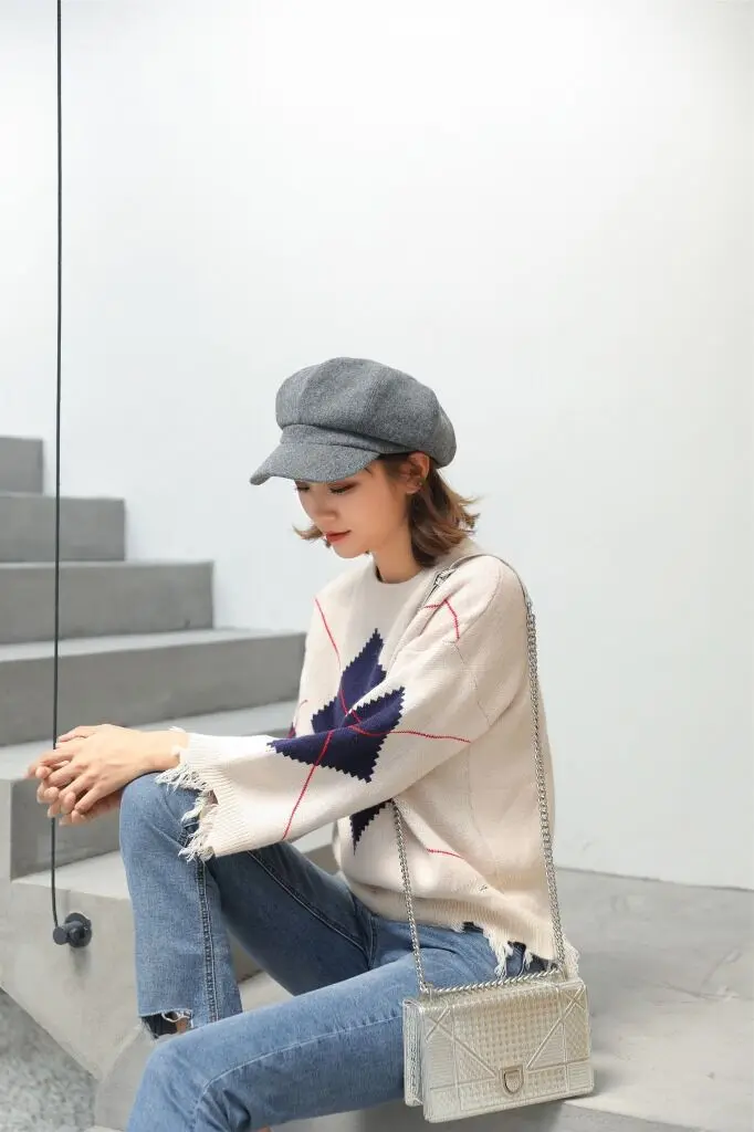 MAERSHEI wool Women Beret Autumn Winter Octagonal Cap Hats Stylish Artist Painter Newsboy Caps Black Grey Beret Hats