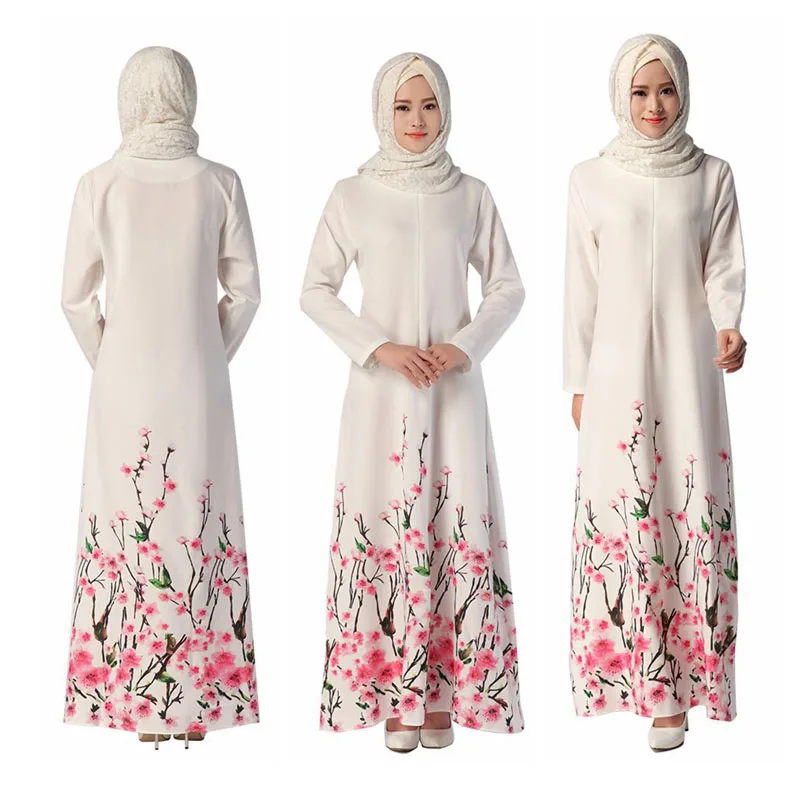 Модное Макси хиджаб с цветочным узором платье abaya Дубай Бангладеш турецкий