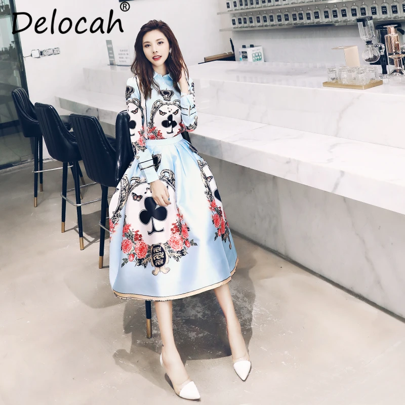 Delocah/осенний Женский комплект модный дизайнерский с длинным рукавом винтажная