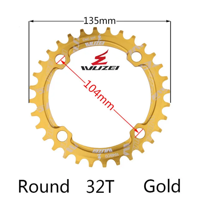 Gold 32T Round Одна узкая ширина система скорости Crown 104 Bcd 1 Rodada 38 36 34 32 T Mtb 9 10 11 S 1*11 крест кольцо - Цвет: Gold 32T Round