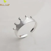 flyleaf 100 925 sterling silver simple matte crown open rings for women fashion party jewelry