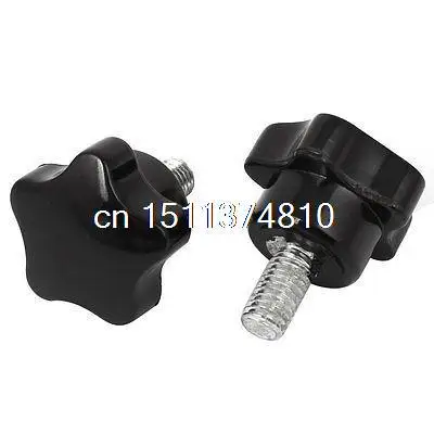 

2 Pcs M8 x 15mm Thread 32mm x 37mm Star Shaped Head Clamping Screw Knobs Grips