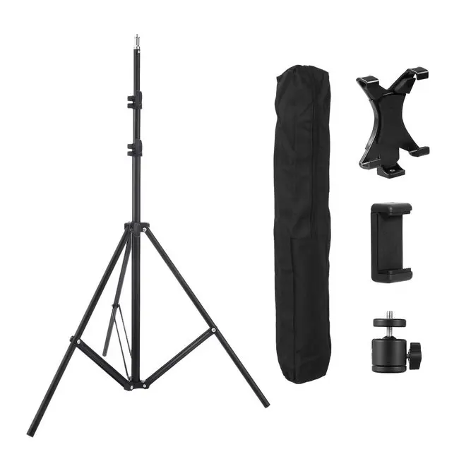 Осветительный штатив 2 м с регулируемой головкой винта 1/4 для iPad зажим iPhone видео