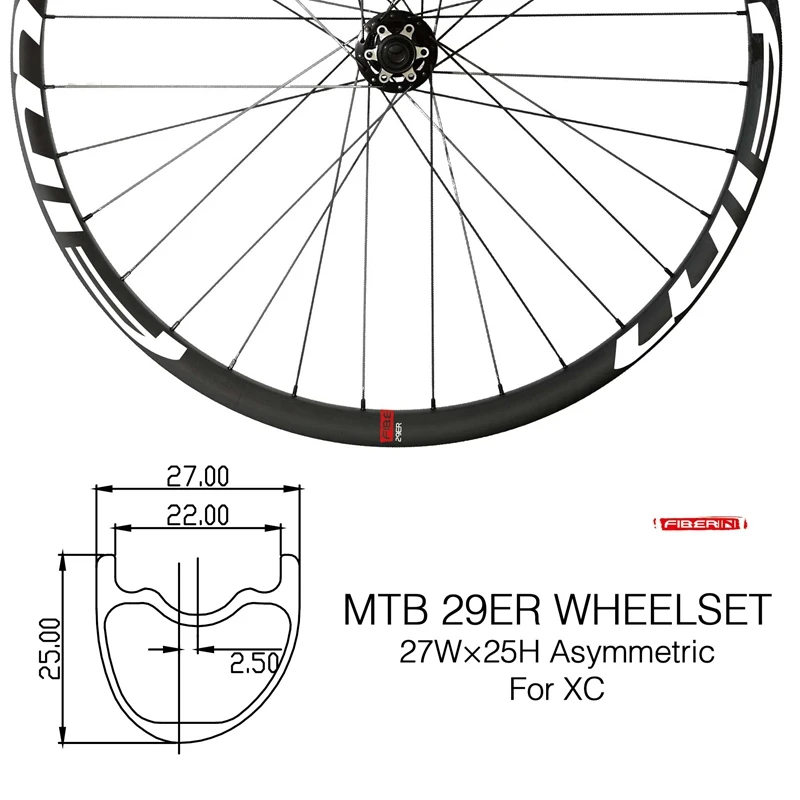 27 мм широкий ассиметричный карбоновый горный велосипед XC/Trail wheels сквозной