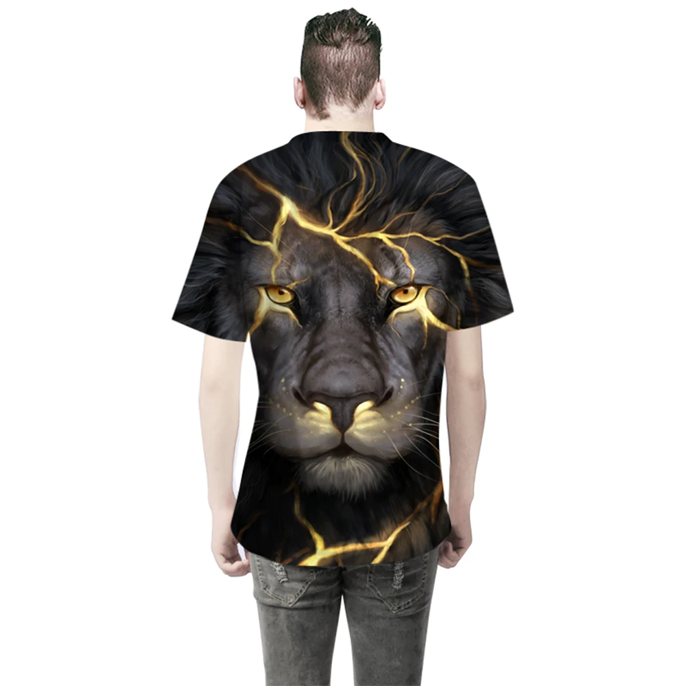 NOVAVOJO Unisex 3D Printed Short Sleeve Lion T-Shirt Tees S-3XL | Мужская одежда
