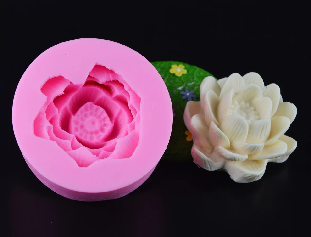 Цветок лотоса 3D Свеча фотоформа для торта форма вырезания соли E926|silicone fondant|molde