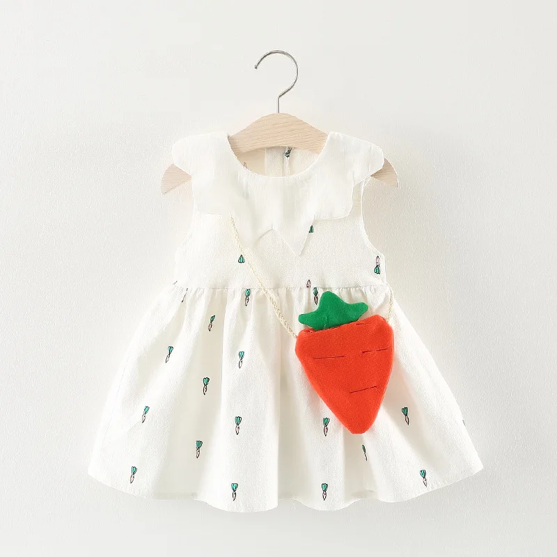 Summer New Girl Cotton Dress Cartoon Bag 1-3 sleeveless Printed | Детская одежда и обувь