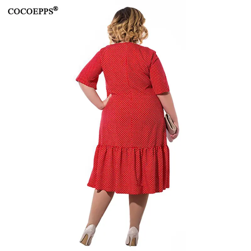 Женское платье в горошек COCOEPPS модное Повседневное стиле пэчворк большого