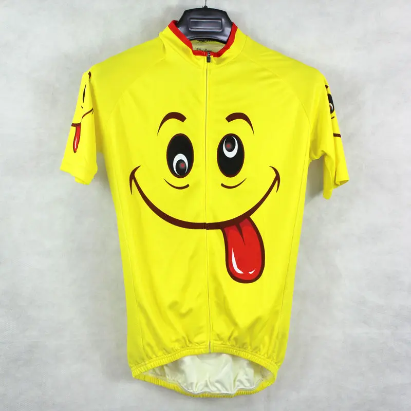 Преувеличенные выражения узоры велоспорт джерси Мужчины Желтый Велосипед