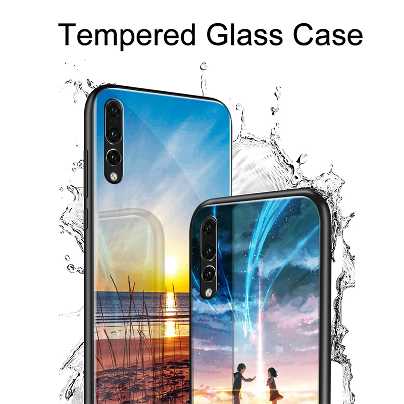 Colorful Tempered Glass Phone Case For Huawei P20 Lite case honor 10 9 lite mate pro | Мобильные телефоны и аксессуары