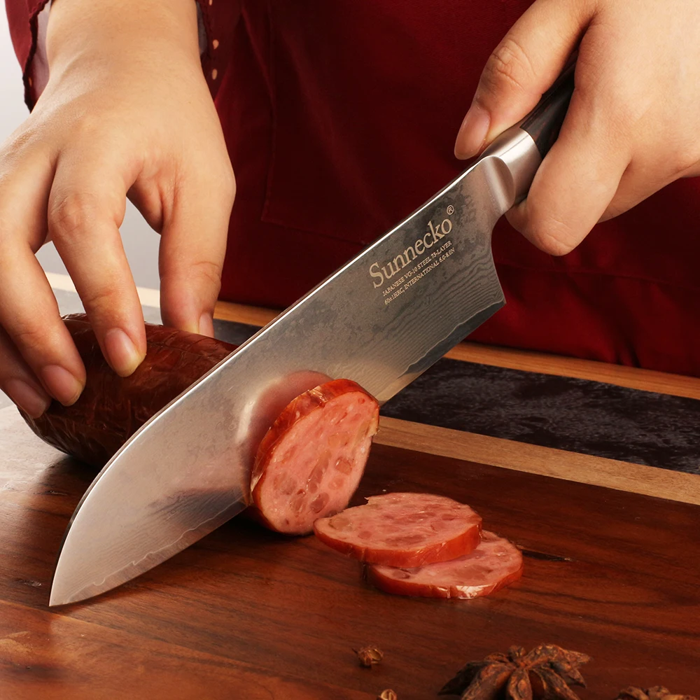 SUNNECKO 7 "дюймов Santoku кухонный нож повара подарок японский VG10 Дамасская стальная