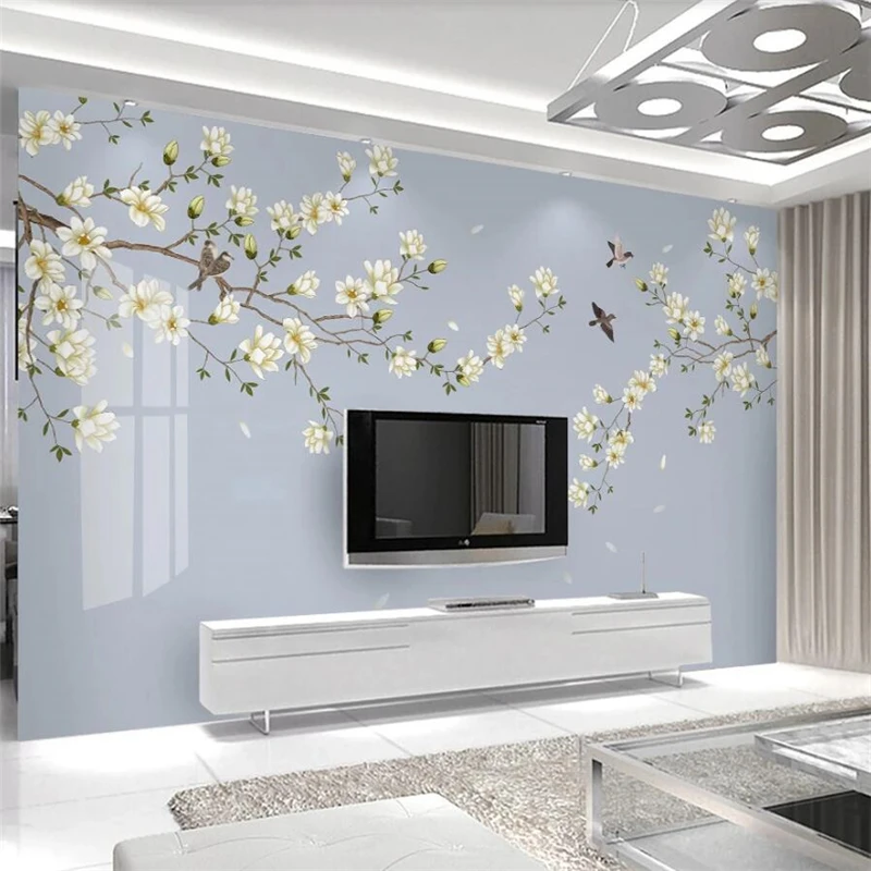 Обои на заказ 3d фрески Магнолия Новая китайская ручная роспись ручка и цветок фон