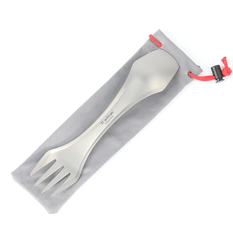 Tiartisan Открытый Кемпинг чистый титан 3 в 1 Spork Ложка Вилка нож набор Пикник Посуда |