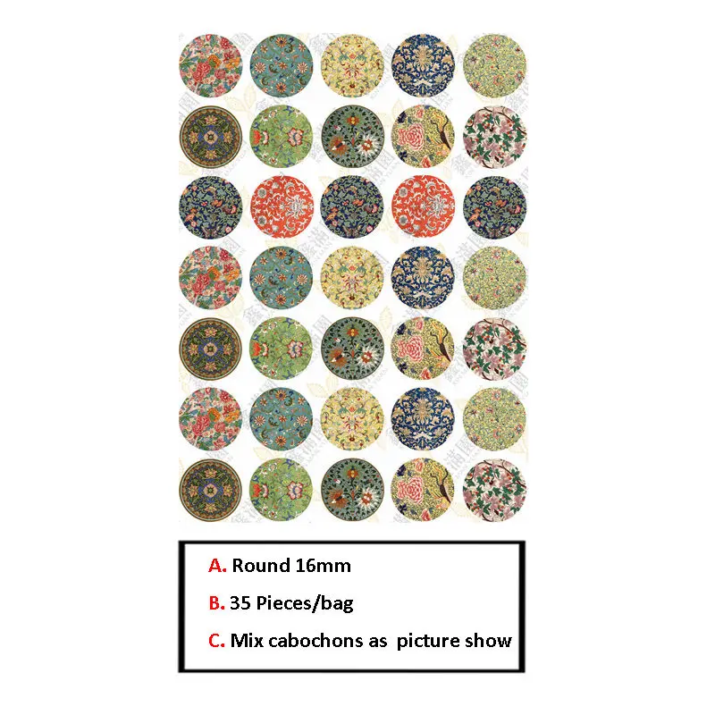 16MM 35Pieces BoYuTe круглый 8 10 12 14 15 16 18 20 25 30 мм Цветок Кабошон винтажное изображение ручной работы стеклянный кабошон сделай сам украшения фурнитура - Цвет: 16MM 35Pieces