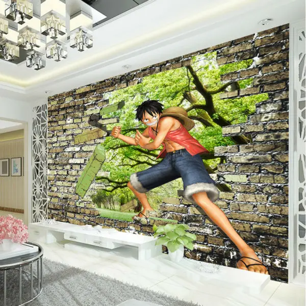 

One piece Luffy Wallpaper Anime photo wallpaper Custom 3D Wall Murals Cartoon Kids Boys Bedroom Unique Design Room decor Trees
