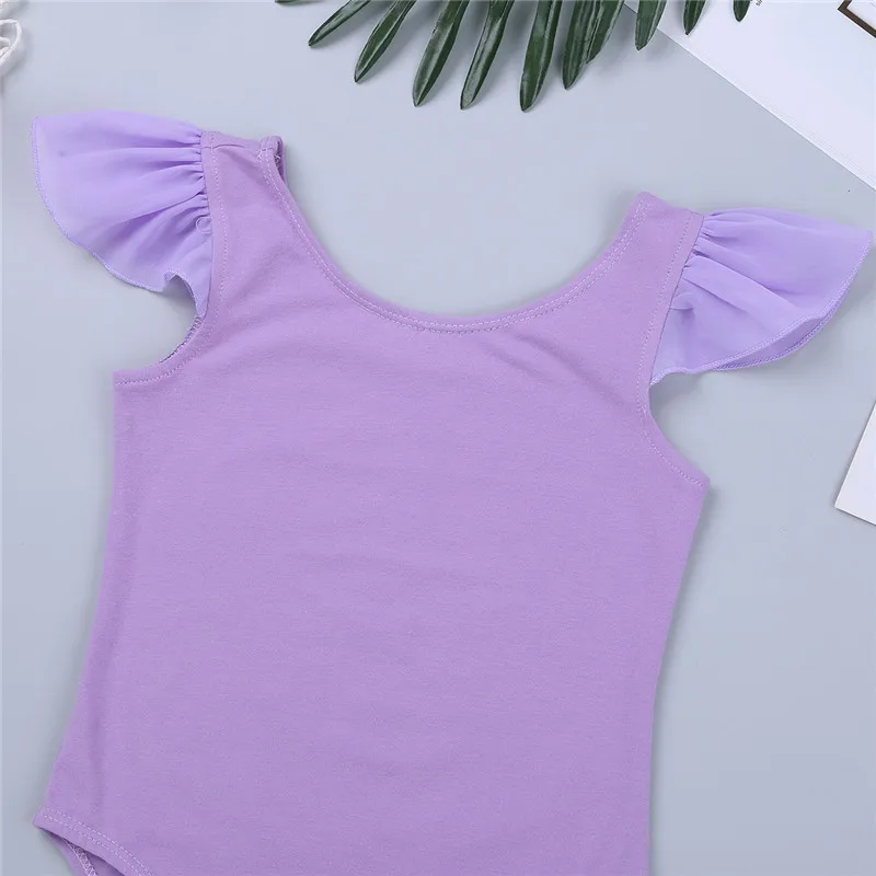Children's Ballet Dancewear Ruffled Sleeves Cotton Dance Leotard for Girls Kids Gymnastics Bodysuit Stage Performance | Тематическая