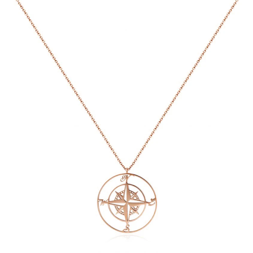 rose gold Mavis Hare высокое качество Цепочки и ожерелья компас 316L нержавеющей стальной компас брелок Цепочки и ожерелья ювелирных изделий как пляжные зонты аксессуары подарок женщине - Окраска металла: rose gold