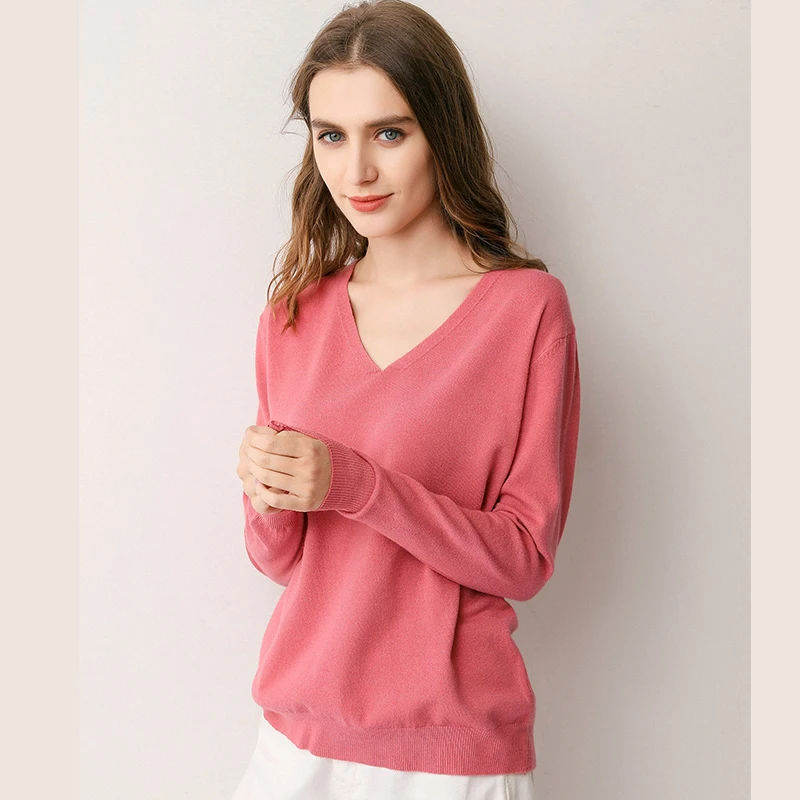 New autumn spring fashion women sexy v-neck knitted sweater pullover long-sleeved top cashmere | Женская одежда