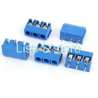 

5 шт. AC 300V 16A 5 мм Шаг 3P PCB винтовой клеммный блок разъем синий