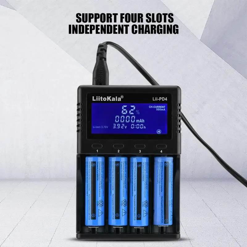 LiitoKala Lii-PD4 18650 зарядное устройство для 18650 26650 21700 AA AAA 18350 V/3,7 V/3,2 V/1,2 V/1,5 V литиевая NiMH батарея