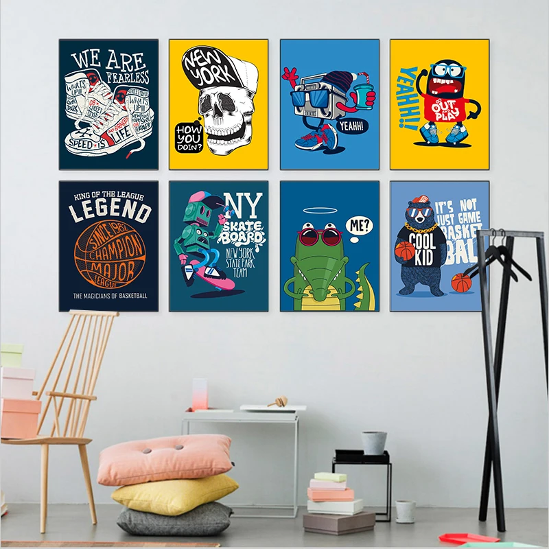 COLORFULBOY фанаты баскетбольного медведя Картина на холсте Художественная печать