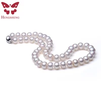 white freshwater natural pearl necklace for womenbread round pearlbeads necklacefine jewelry 925 silver buckleweddingdate