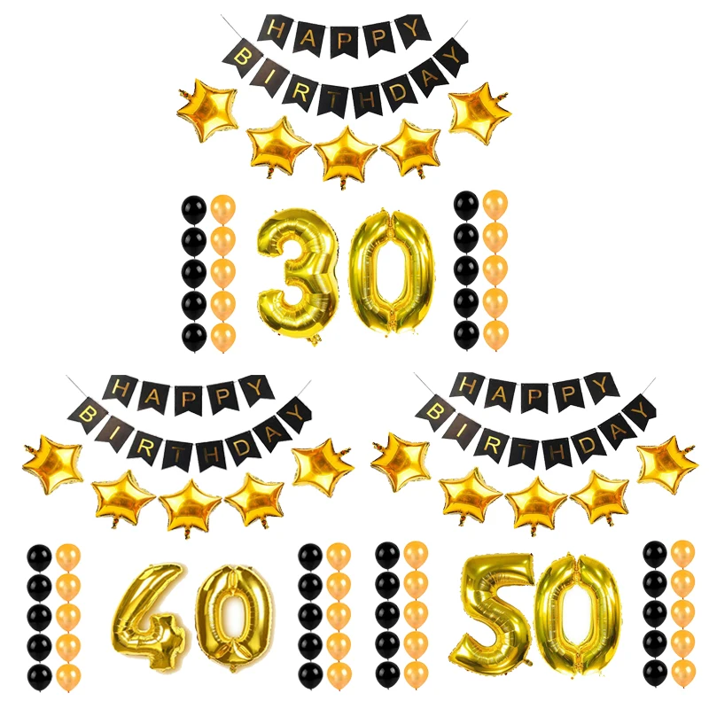 Fopcc 30th любой возраст День рождения украшение набор С Днем Рождения баннер 0 9