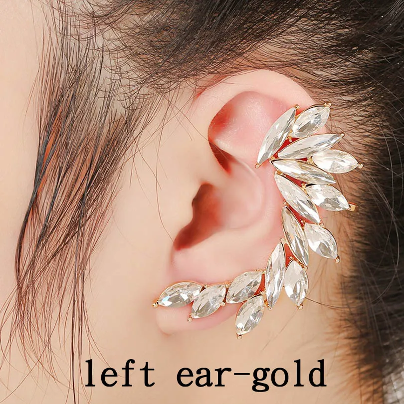 Left ear gold Z ZLDYOU новые трендовые женские подарки вечерние ювелирные изделия с кристаллами для ушей позолоченные серебряные стразы клипсы, серьги с цветами - Окраска металла: Left ear gold Z