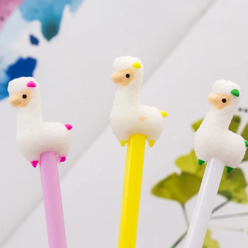 

3 шт./лот Kawaii Альпака мультфильм животных гелевая ручка для письма дети подарок корейский Канцтовары Школьные принадлежности