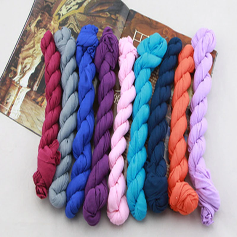 Новинка 2018 года шелковые шарфы Однотонный плиссированный хлопковый и льняной