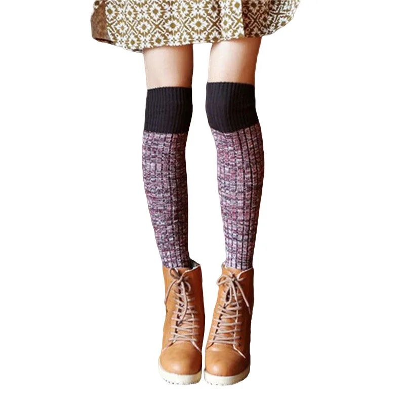 Японские модные махровые гольфы длинные вязаные шерстяные теплые чулки Kniekousen