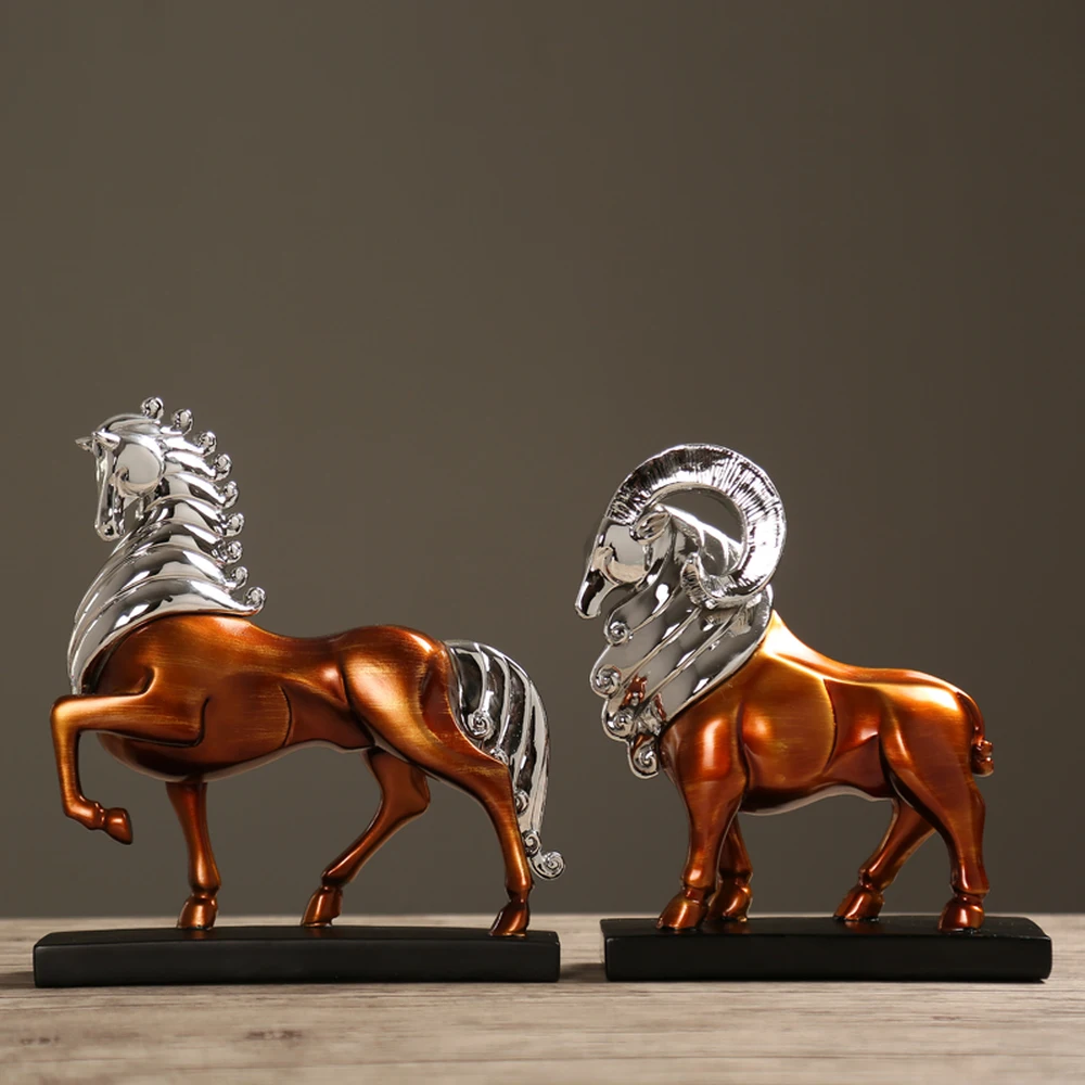 

European American retro creative sheep and horses with home jewelry cabinet TV cabinet living room decoration gift LU626431