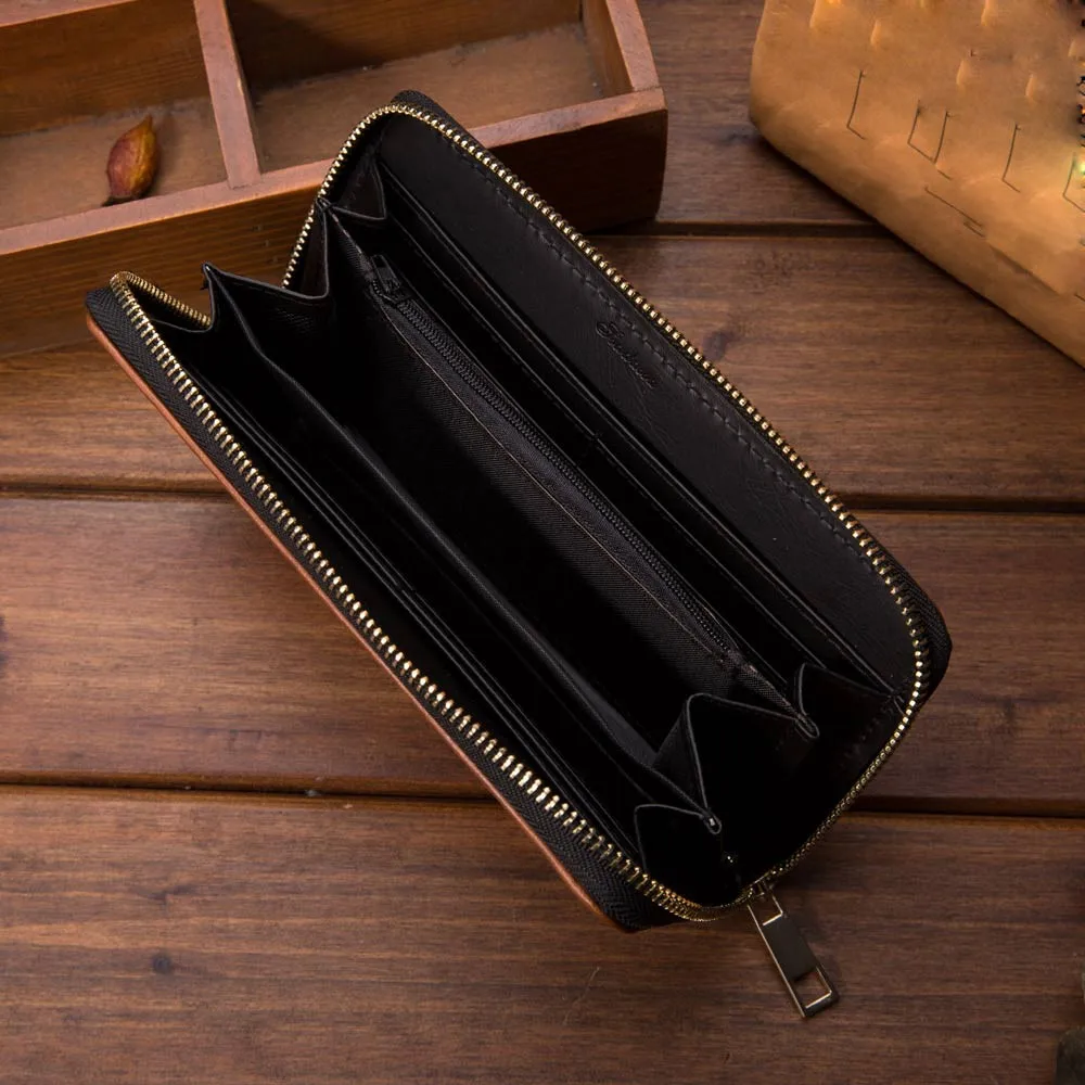 Длинный кошелек MOLAVE для женщин и мужчин два сложения деловой кожаный держатель