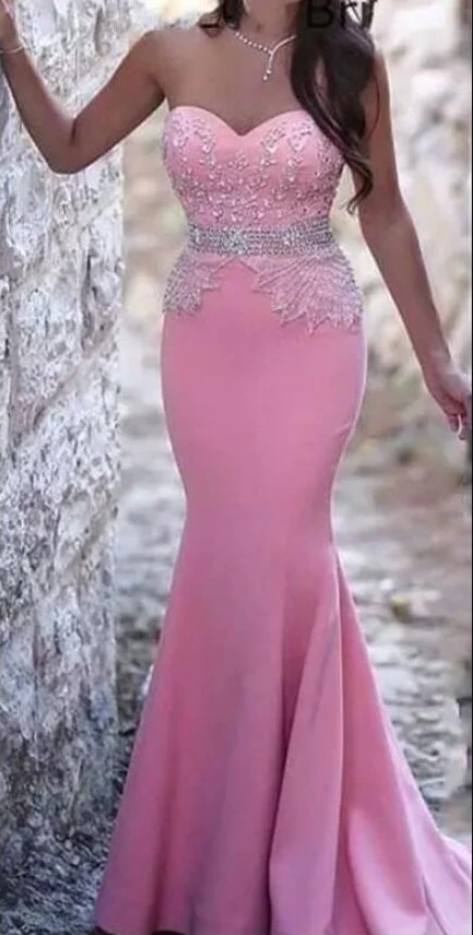 Розовые длинные возлюбленная Русалка отруби вечернее платье 2019 Атлас Кружево