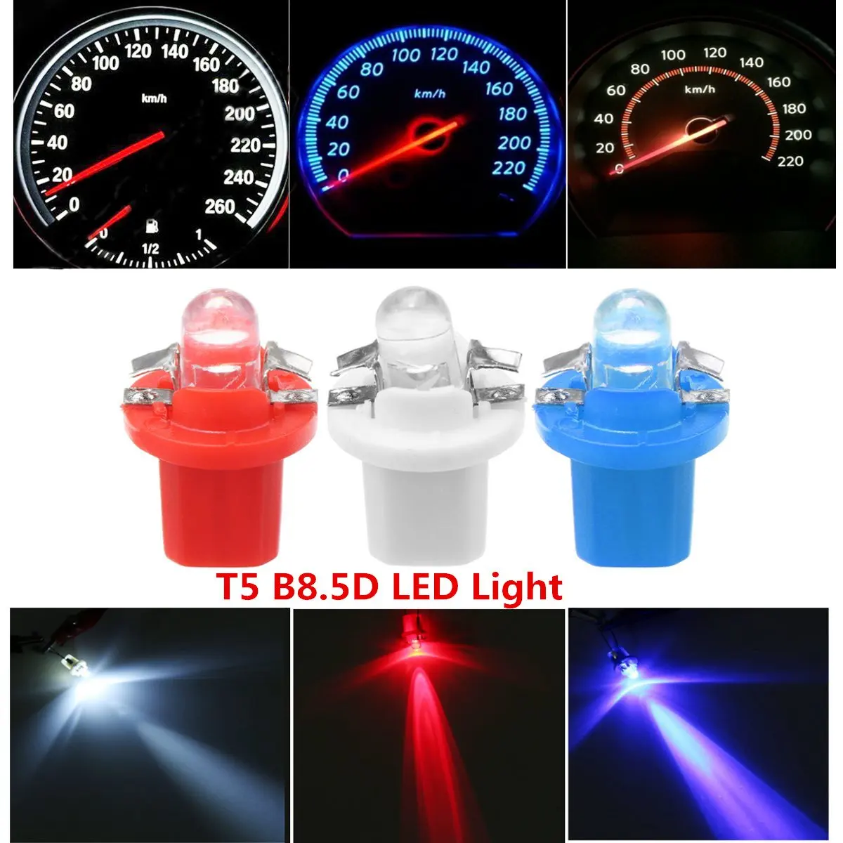 1 шт./10 шт. 12 В Автомобильная прозрачная лампа T5 B8.5D панель 1LED Круглый инструмент