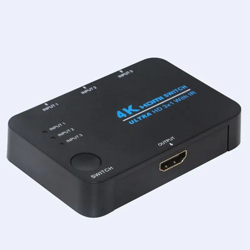 4K видео HDMI коммутатор 3X1 сплиттер 3 в 1 выход адаптер с ИК пультом дистанционного