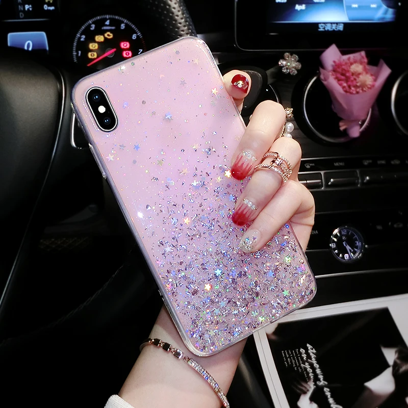 Блестящие чехлы для Huawei P20 lite Mate 20 P30 Pro P Smart Plus прозрачный чехол из ТПУ с блестящими