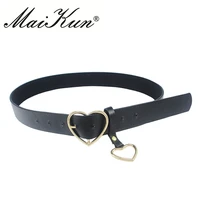maikun women belts harajuku pu leather thin belts for women heart buckle female belt waistband for jeans dress