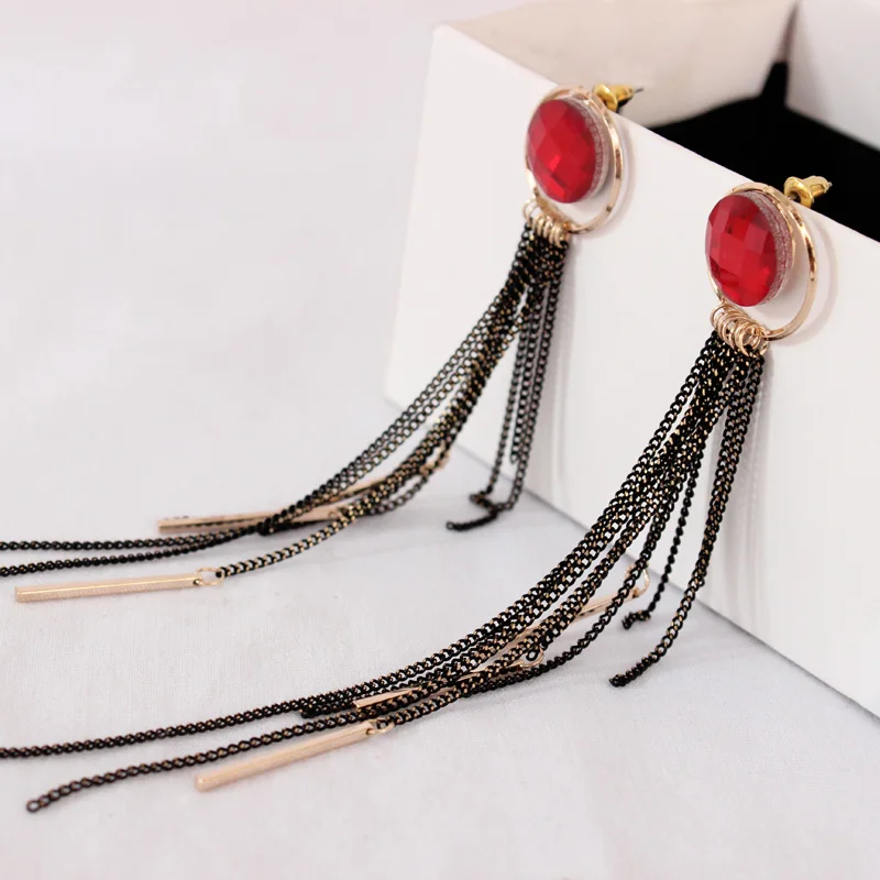 Модные ювелирные изделия красивые длинные серьги-подвески с металлической