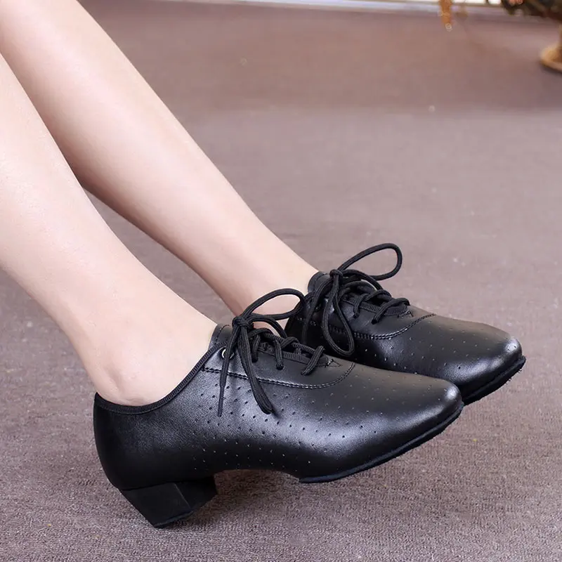 

Women Latin Dance Shoes With Square Heel Red/Black PU Adult Woman Teacher Ballroom Tango Practice Dancing Shoes Soft Sole Indoor