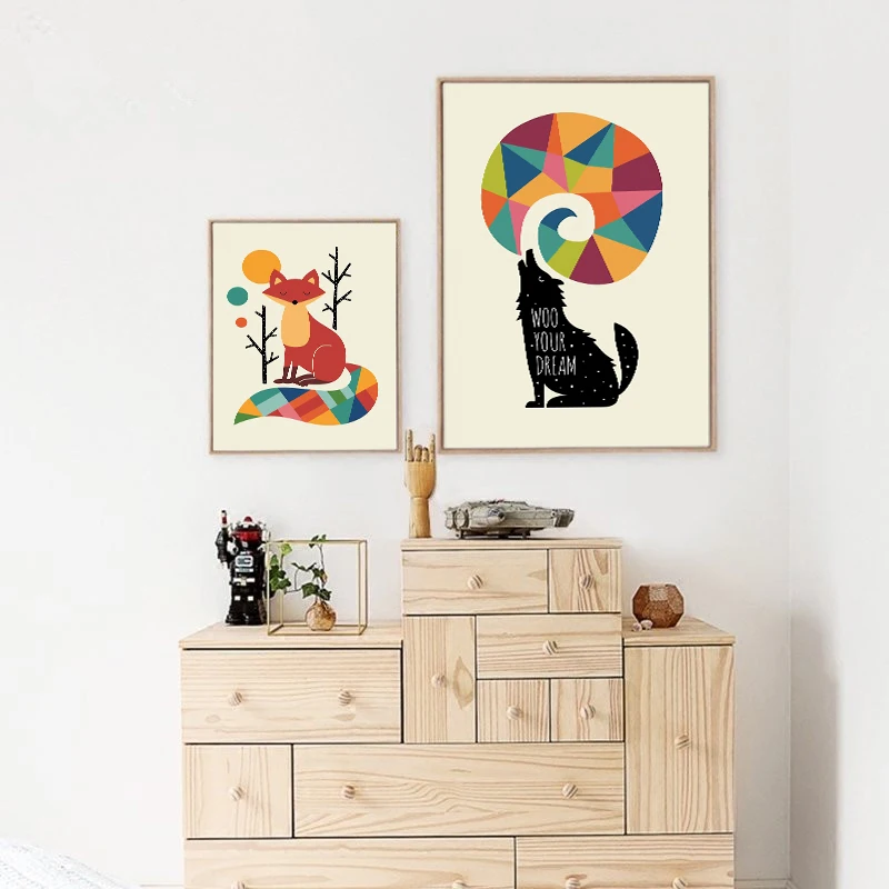 Картинки на холсте с изображением мультяшных животных для детской комнаты, постер для стены декора дома, милые аниме.