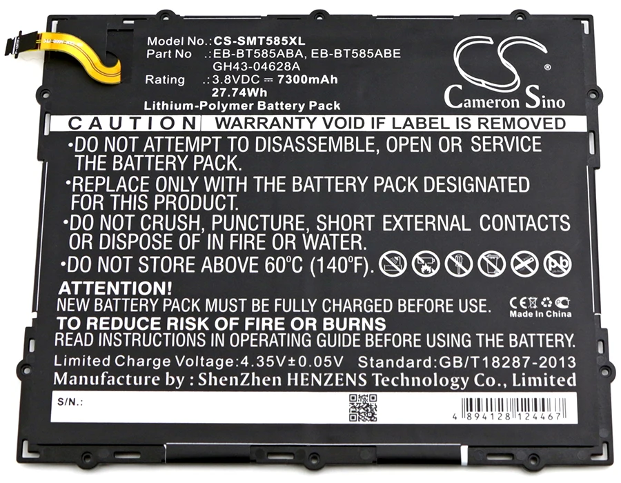 Аккумулятор Cameron Sino 7300 мАч для телефона Samsung телефон T580 T585 T585C T585M T587 T587P|Батареи