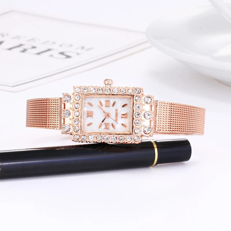 Exquisite Small Square Rhinestone Watches Women Luxury Brand Full Steel Bracelet Ladies Quartz Reloj Mujer Clock | Наручные часы