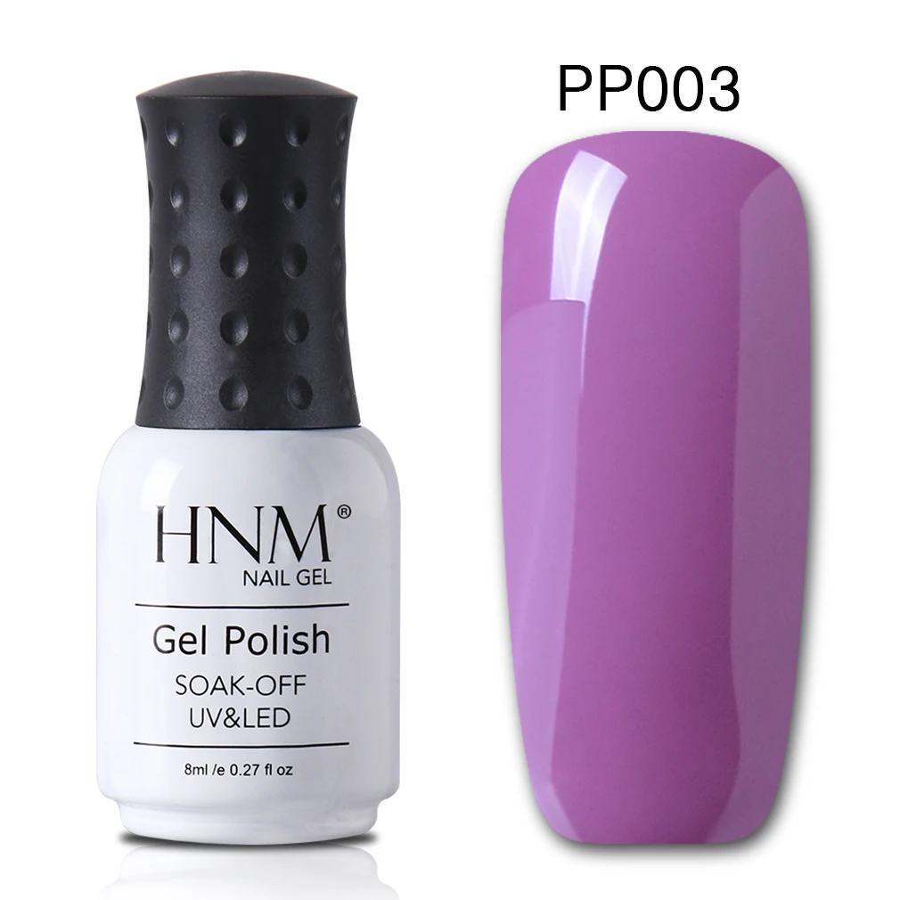 purple 003 HNM 8 мл Гель-лак для ногтей Чистый Розовый Цвет замачиваемый УФ светодиодный лак для нейл-арта Полупостоянный Гибридный Гель-лак базовое верхнее покрытие - Цвет: purple 003