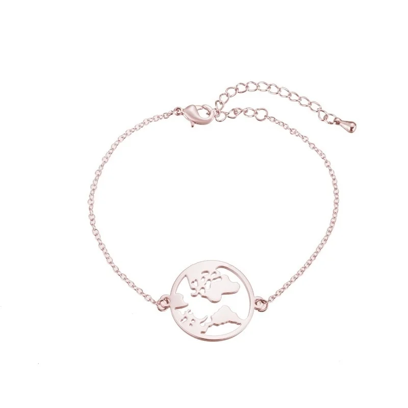 bracelet C Геометрический круг Карта Ожерелье серьги милая карта мира браслет ювелирные изделия для женщин девушки подарок Мода Семь континента ювелирные изделия - Окраска металла: bracelet C
