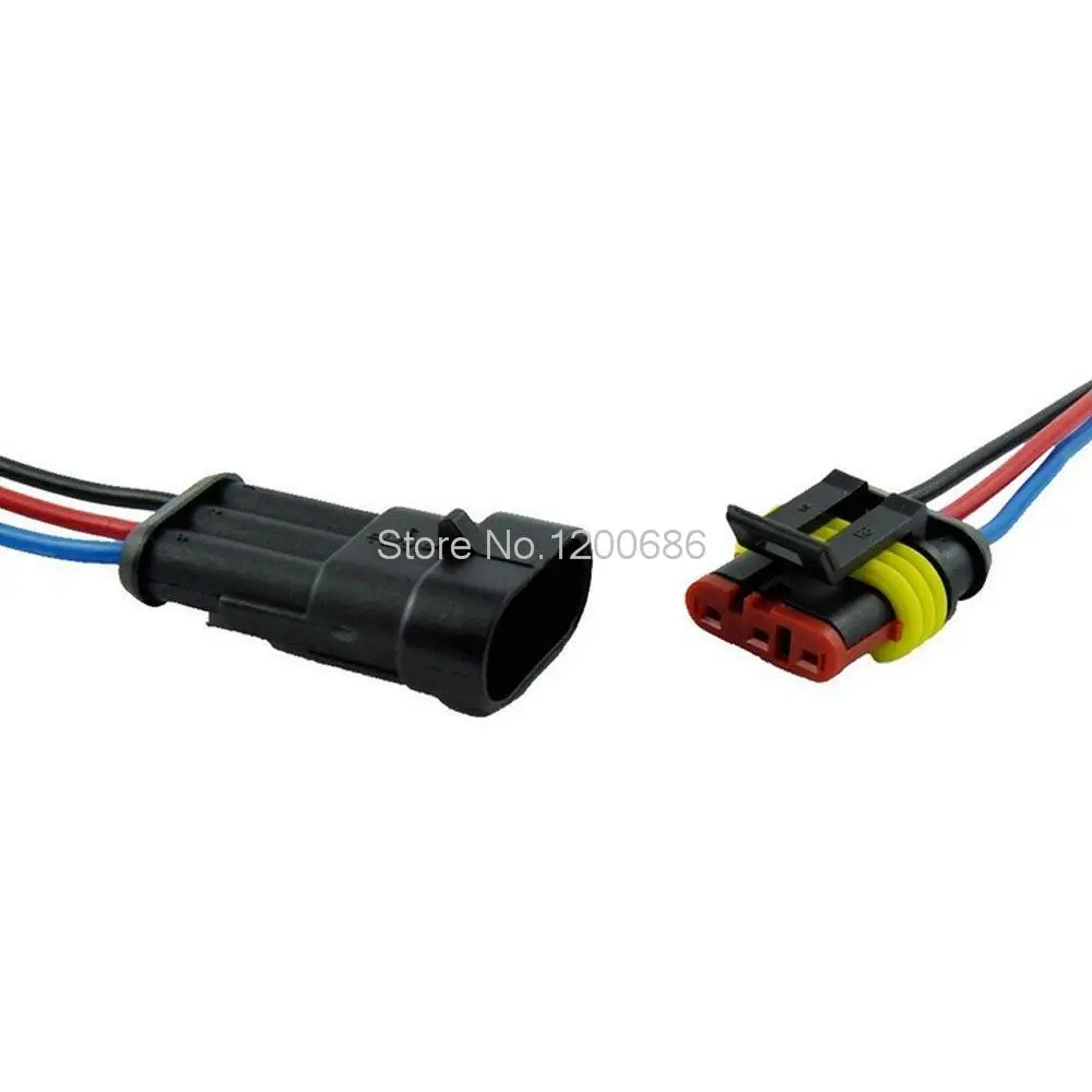 

18 AWG 10cm pigtail 3 Pin Way Sealed Waterproof Connector with wire