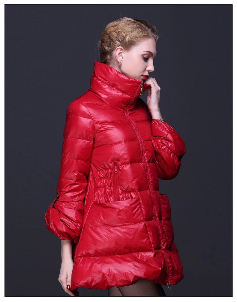 Женский пуховик с юбкой Зимняя Толстая Свободная куртка на белом утином пуху