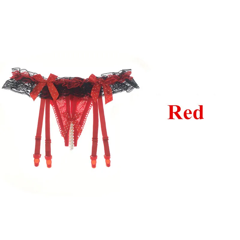 Red No Stockings Сексуальная Кружевная подвязка, пояс, прозрачные чулки до бедра, женское эротическое белье, стринги с жемчугом, пояс на подтяжках - Цвет: Red No Stockings