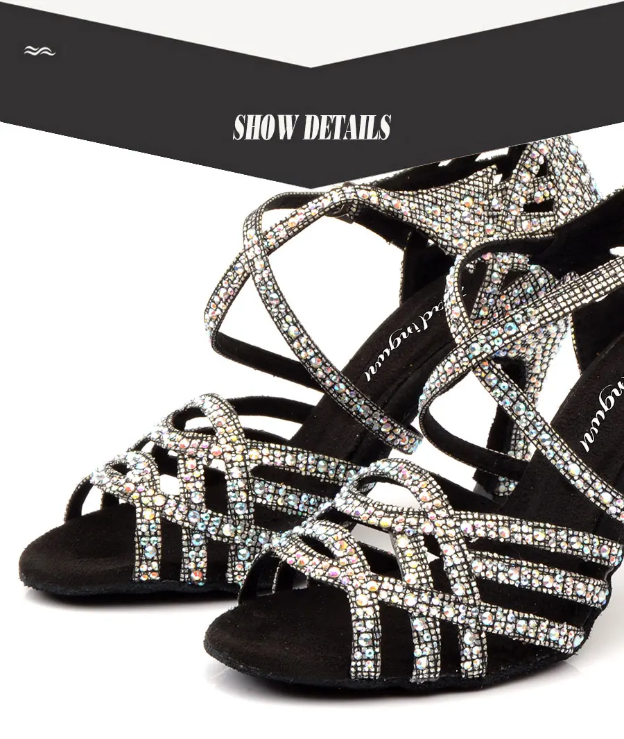 Ladingwu Zapatos De Baile Professional/черные женские танцевальные туфли черного цвета в клетку, на высоком каблуке, для сальсы, для латинских танцев, со стразами