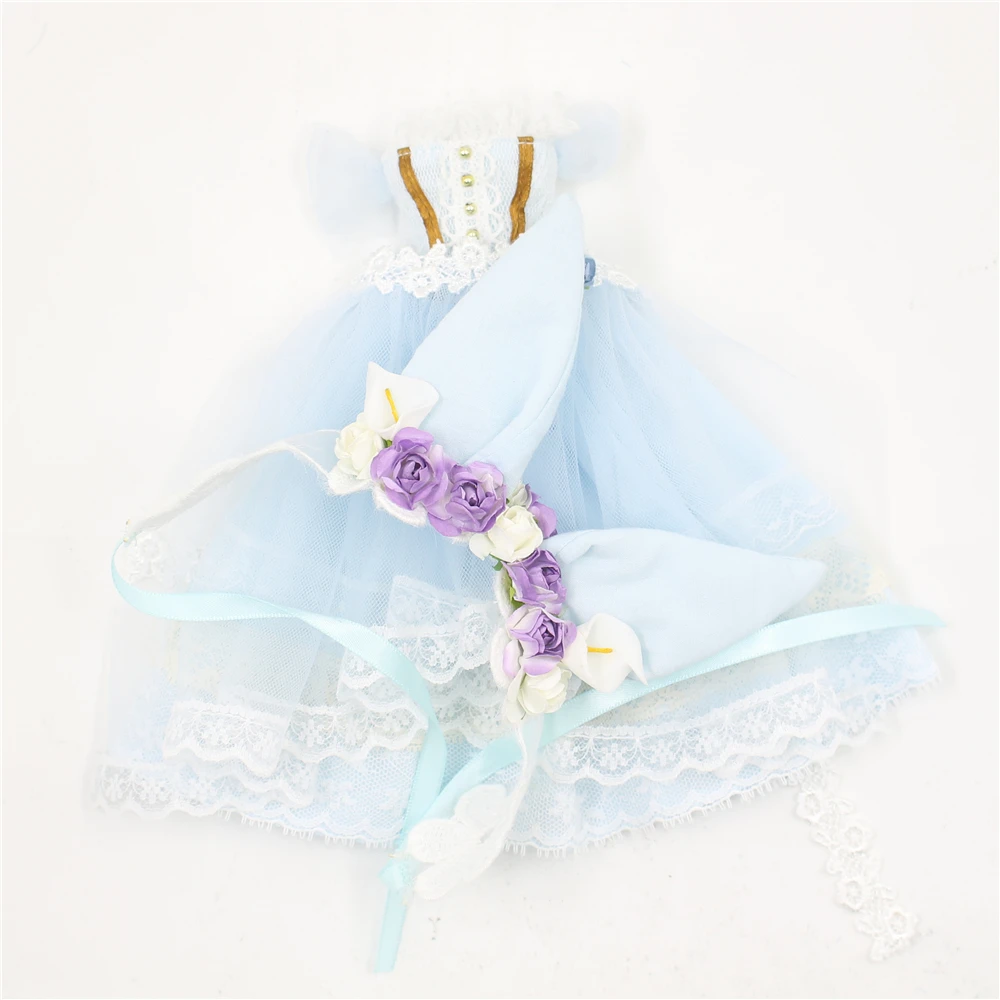 DBS 1/6 blyth кукла ледяная Кукла одежда розовое и голубое длинное платье с головным